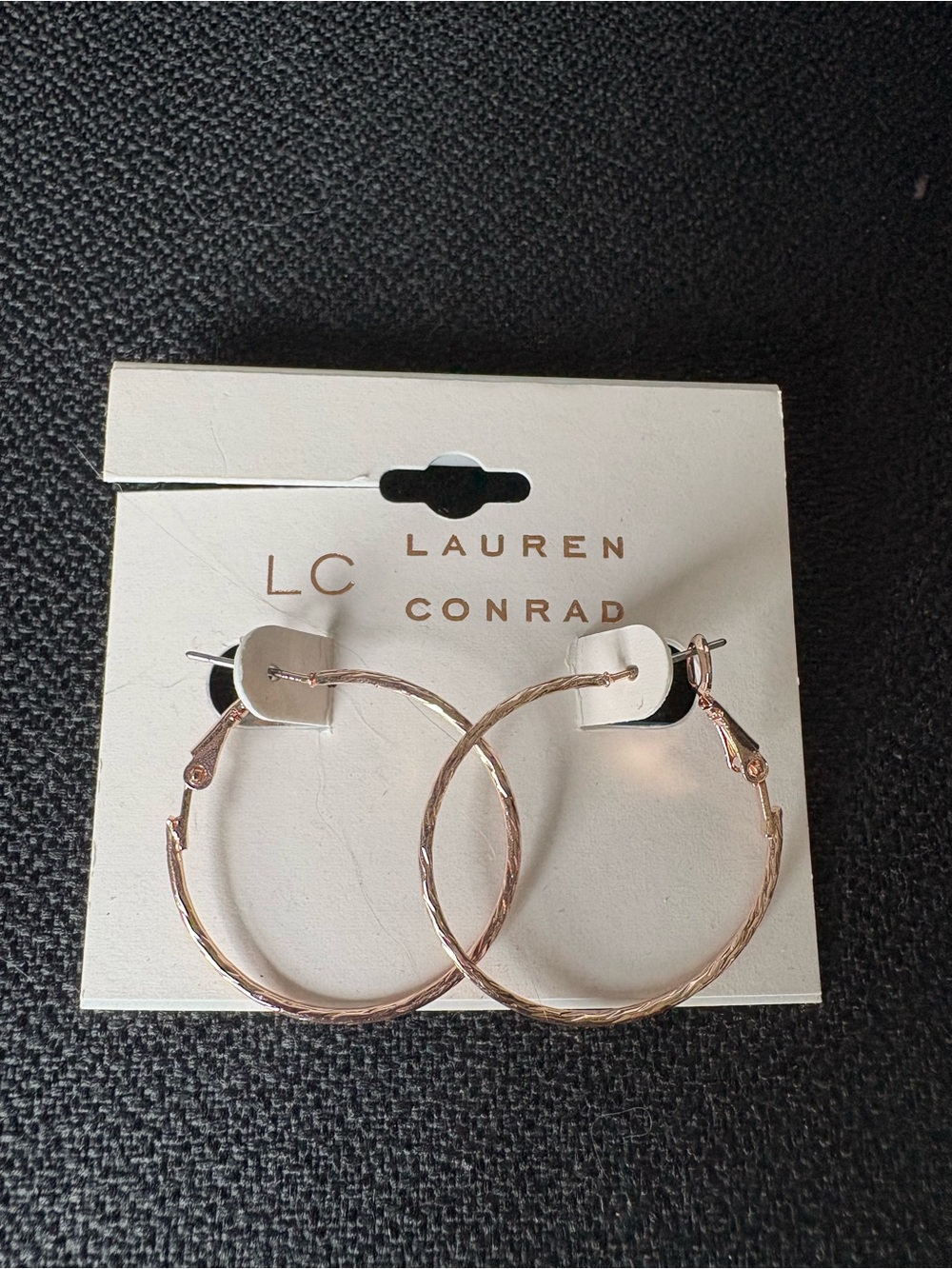 LC Lauren Conrad Rose Gold Twisted Hoop Earrings